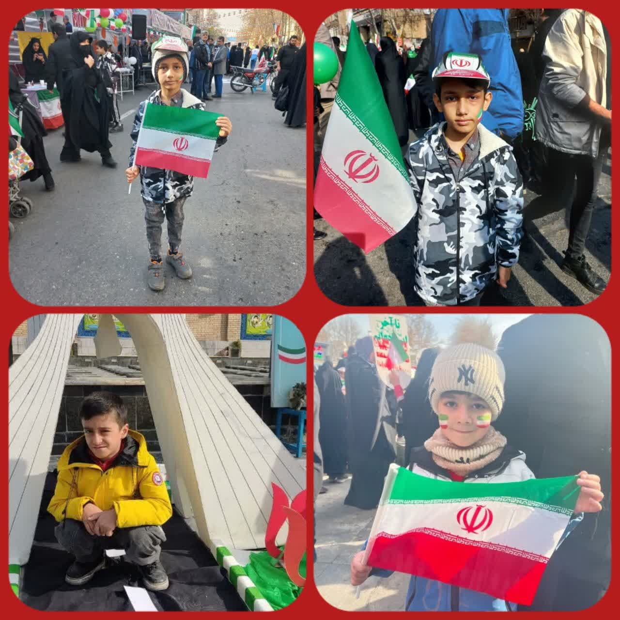 حضور دانش آموزان وهمکاران دبستان ابوریحان در راهپیمایی22بهمن ماه